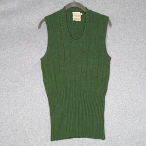 Vintage Brian Mac Neil Sportswear Green Shetland Wool Blend Knit‎ Vest Sz M